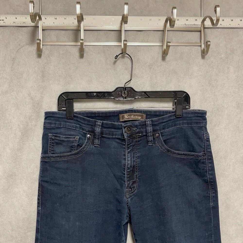 34 Heritage Jeans Men 33X32 Blue Denim Courage Mid Rise Straight Stretch Casual